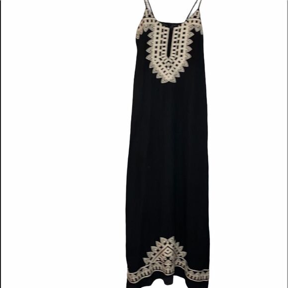 THML Chiffon‎ V-Neck Embroidered Maxi Dress Black S - Picture 3 of 13
